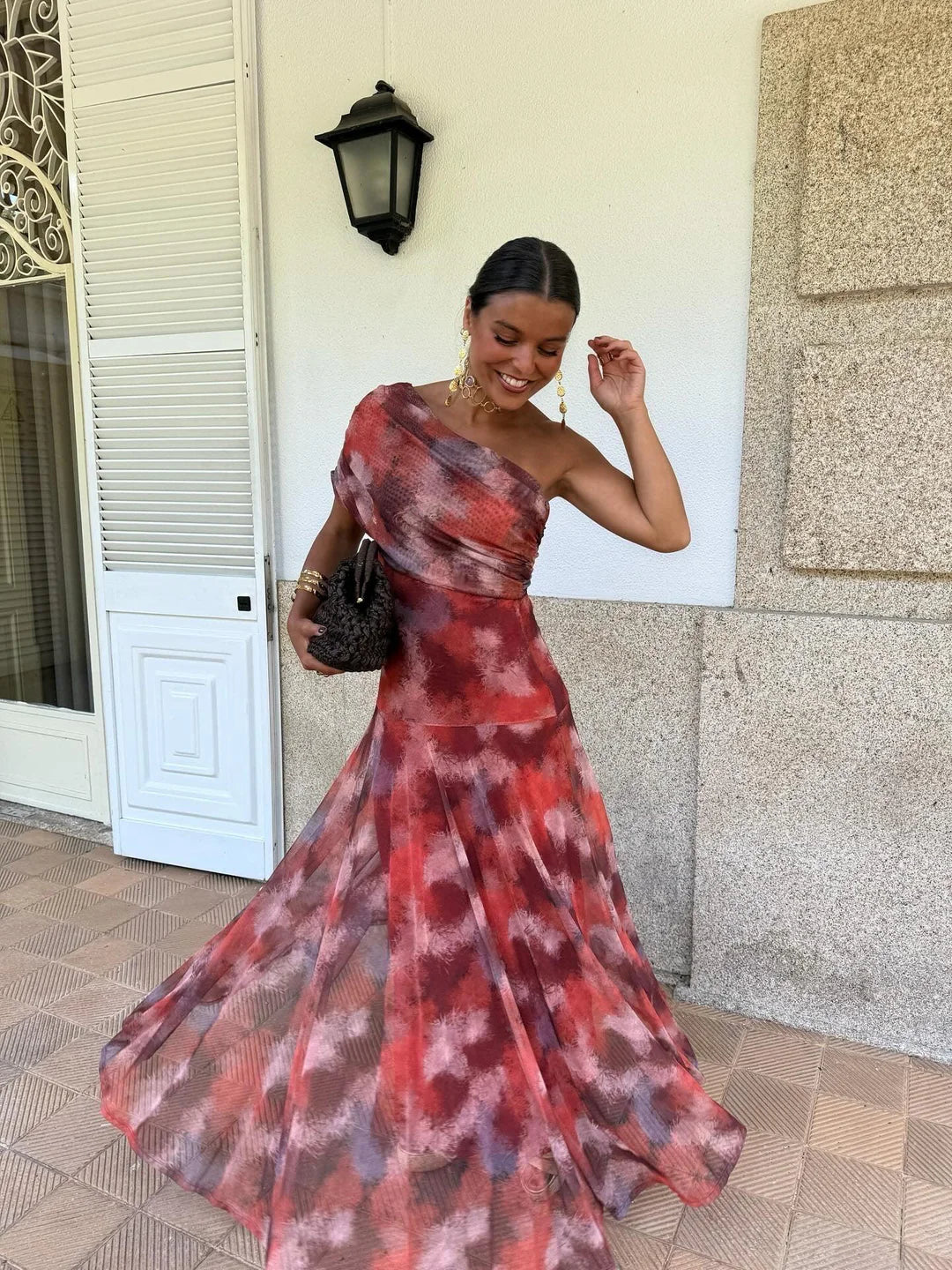 Abito Elegante Con Scollatura Dritta