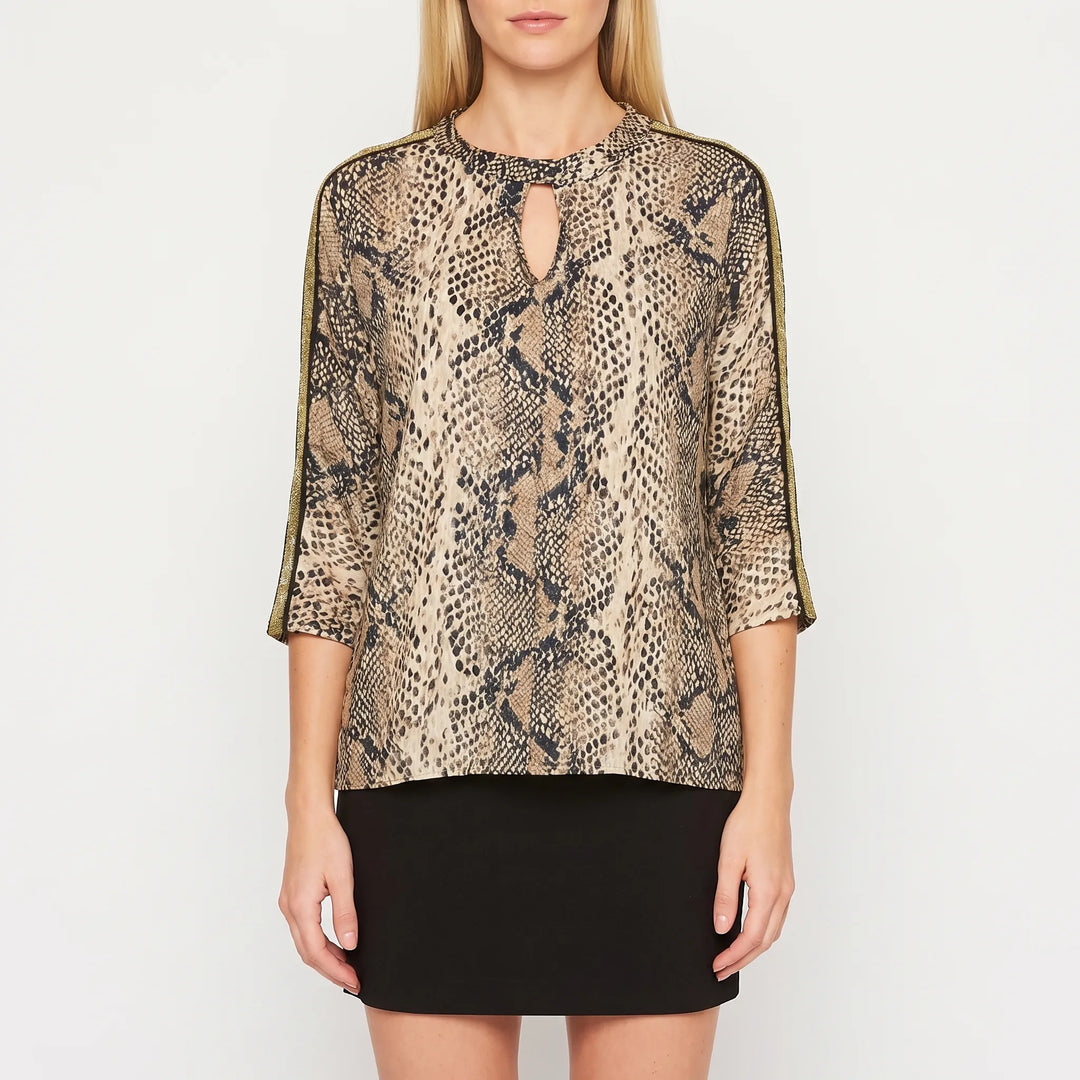 Blusa Animalier Con Dettaglio A Goccia