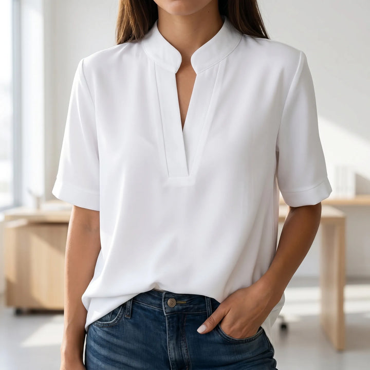 Blusa Con Scollo A V Strutturato
