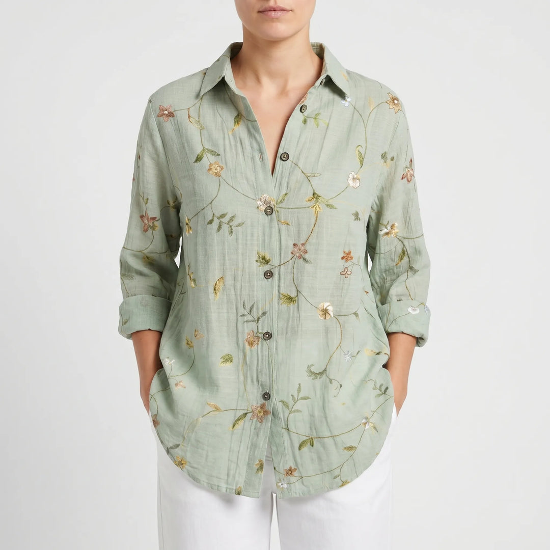 Camicia Casual Con Stampa Botanica