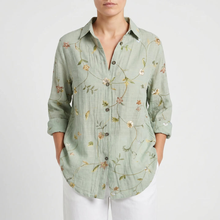 Camicia Casual Con Stampa Botanica