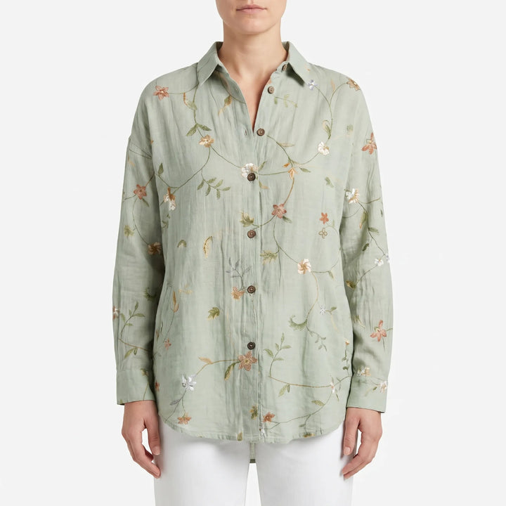 Camicia Casual Con Stampa Botanica