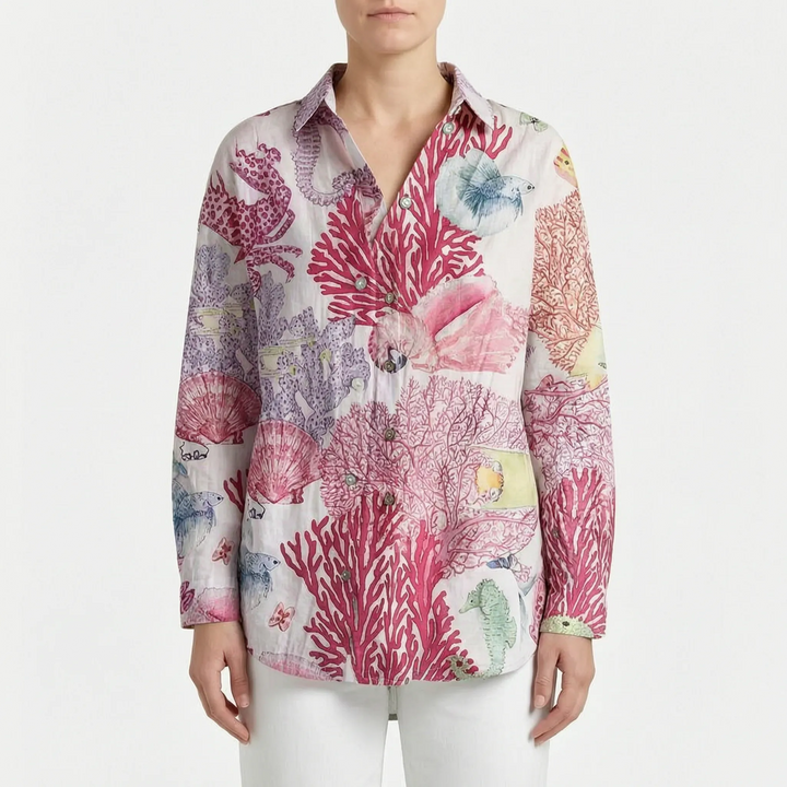 Camicia Casual Con Stampa Botanica