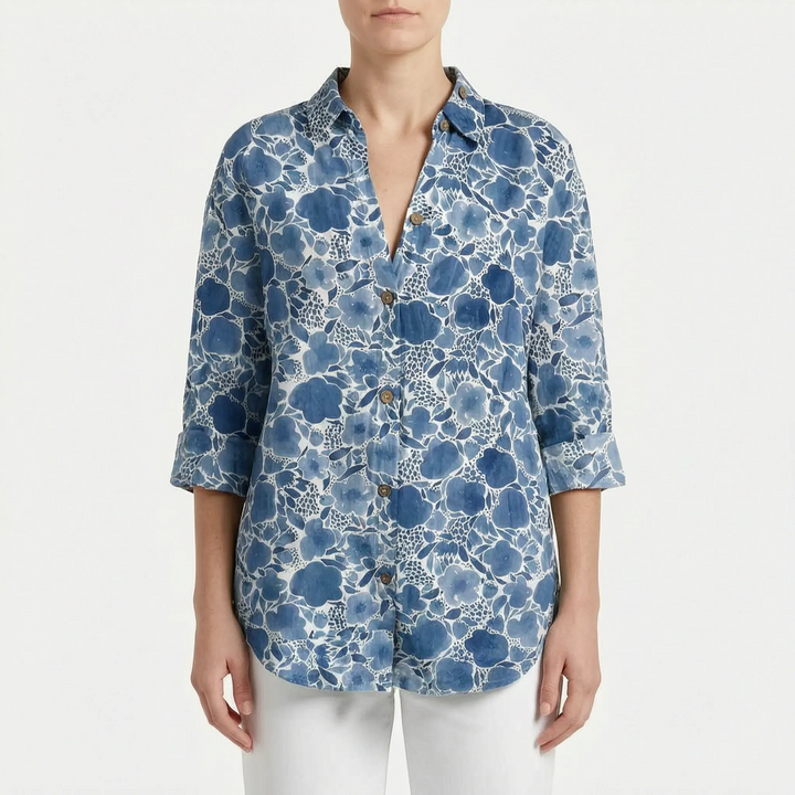 Camicia Casual Con Stampa Botanica