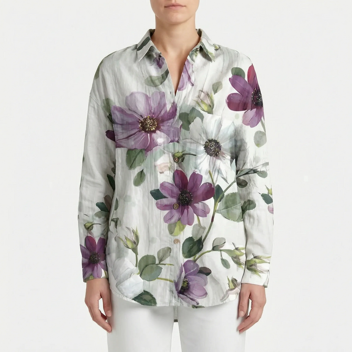 Camicia Casual Con Stampa Botanica