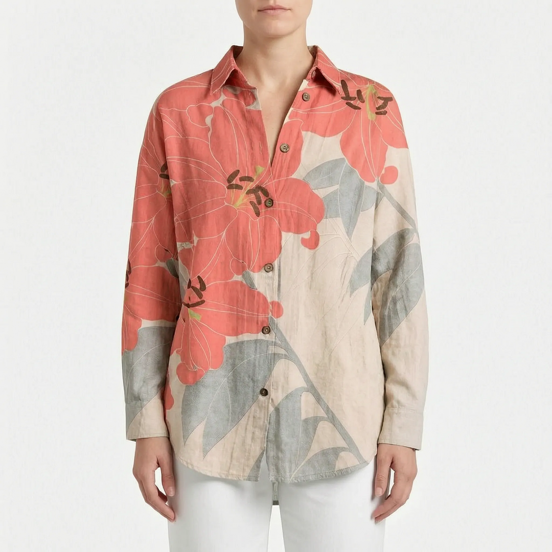Camicia Casual Con Stampa Botanica