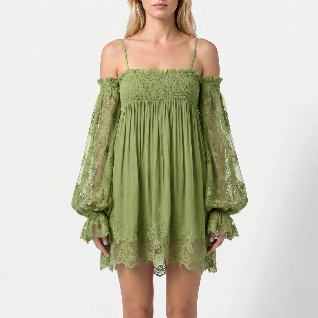 Vestito Fluido In Stile Boho Con Spalle Scoperte