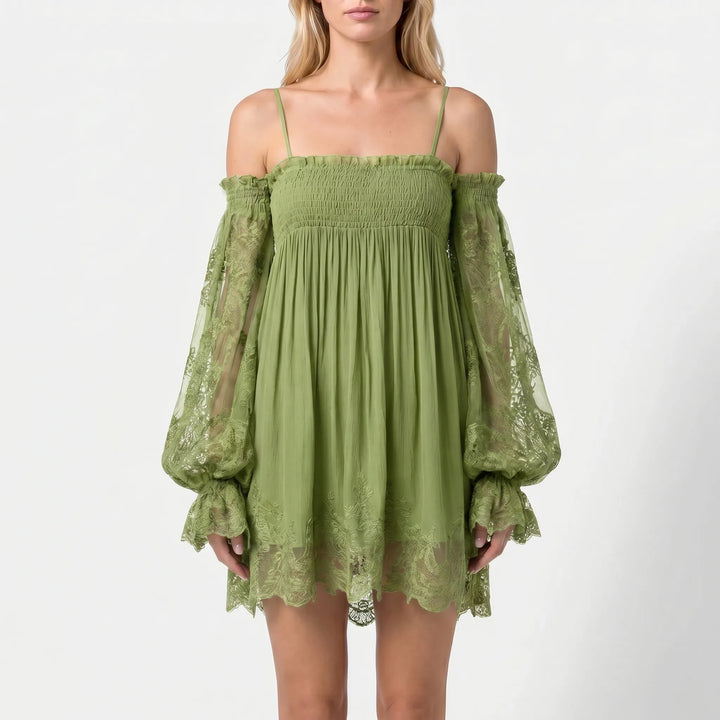 Vestito Fluido In Stile Boho Con Spalle Scoperte