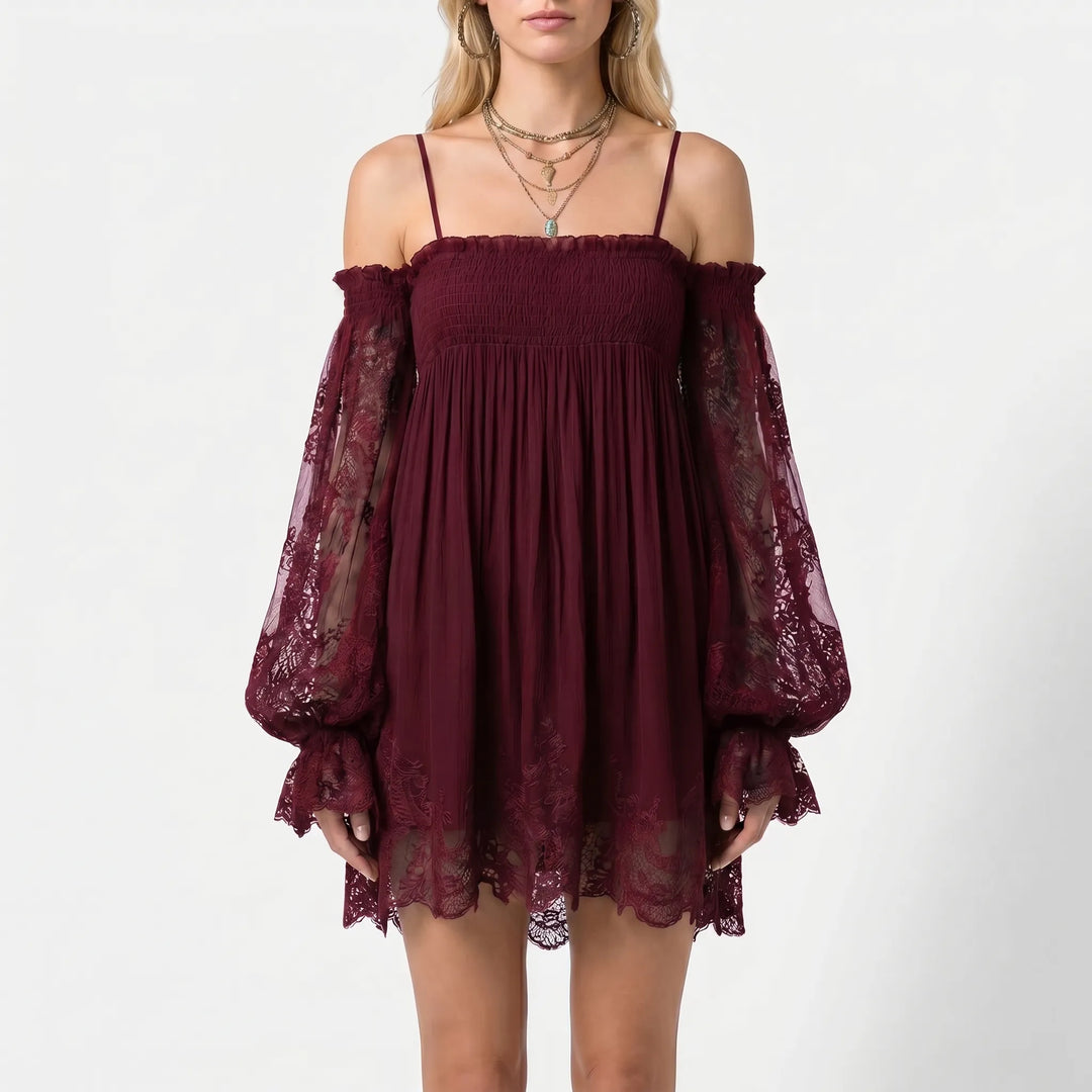 Vestito Fluido In Stile Boho Con Spalle Scoperte