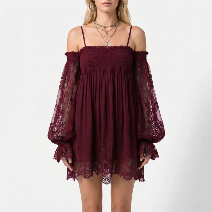Vestito Fluido In Stile Boho Con Spalle Scoperte